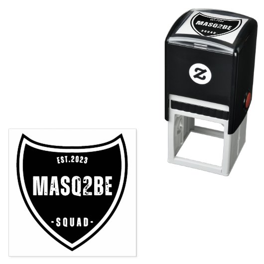 "Masq2Be font design 12" Zelfinktende Stempel (In situ)