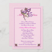 Masque 15 Quinceañera Invitation (Devant / Derrière)