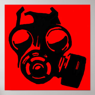 Masque à gaz Gasmask Graphique Pochoir Affiche Sig