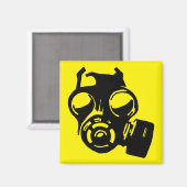 Masque à Gaz Pochoir Graphique Magnet Frigo (Recto/Verso)