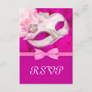 Masque à plumes rose chaud RSVP pour soirée masqué
