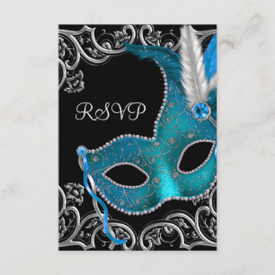 Masque argent bleu sarcelle Soirée masquée RSVP