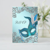 Masque argent bleu sarcelle Soirée masquée RSVP (Debout devant)