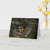 Masque Carnaval - Vert N Or Damask Carte Anniversa (Fleur jaune)