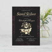 Masque Chic Roses Noires Invitation Sweet 16 (Debout devant)