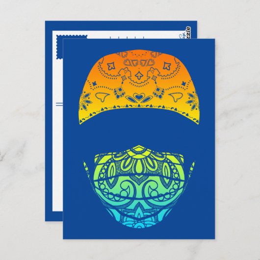 masqué dans une carte postale paisley (Devant / Derrière)