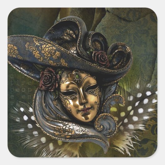 Masque de carnaval - Vert N Or Stickers Damask (Devant)