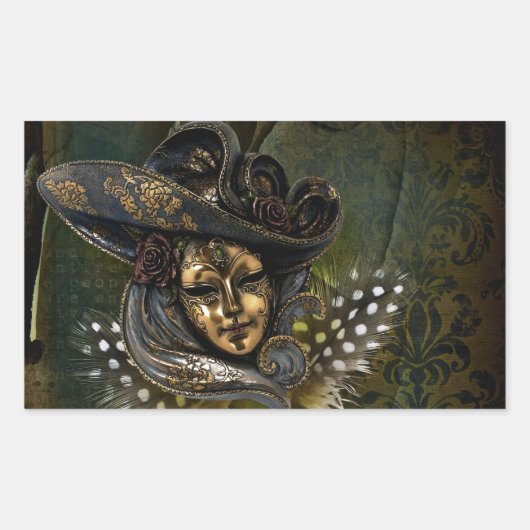 Masque de carnaval - Vert N Or Stickers Damask (Devant)