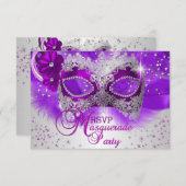 Masque de dentelle violet argent masqué RSVP (Devant / Derrière)