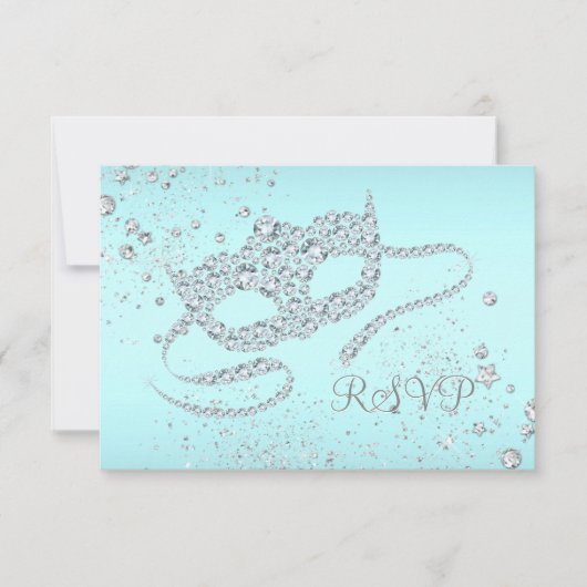 Masque de diamant bleu sarcelle, RSVP à la soirée  (Devant)