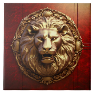 Masque de lion 3D élégant sur carreau de céramique