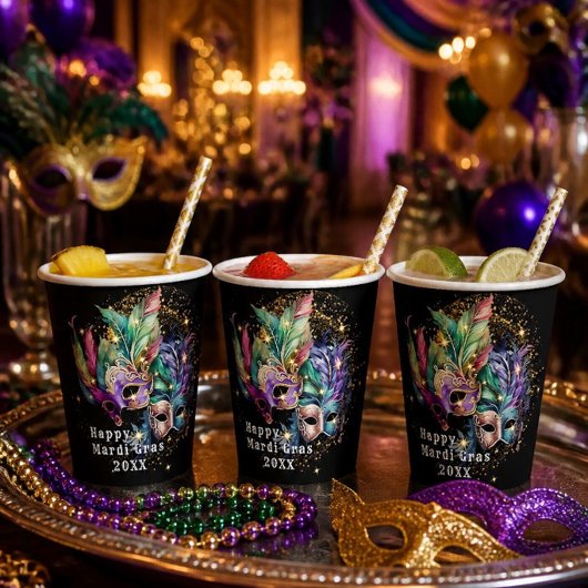 Masque de Mardi Gras Mascarade Gobelets en Papier