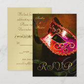Masque de mascarade à tourbillon rouge Invitation (Devant / Derrière)