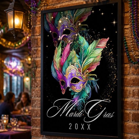 Masque de Mascarade de Mardi Gras | Affiche Noire