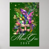 Masque de Mascarade de Mardi Gras | Affiche verte (Devant)