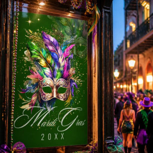Masque de Mascarade de Mardi Gras Affiche verte