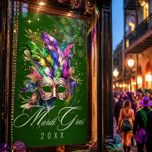 Masque de Mascarade de Mardi Gras | Affiche verte