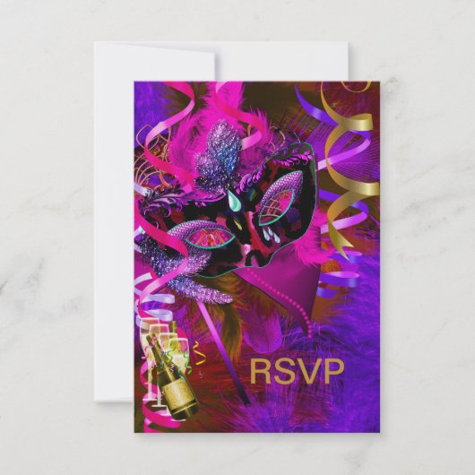 Masque de mascarade de réponse RSVP Champagne (Devant)
