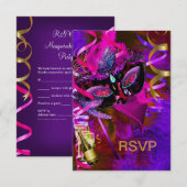 Masque de mascarade de réponse RSVP Champagne (Devant / Derrière)