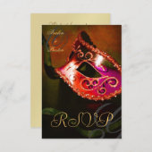 Masque de mascarade de tourbillon rouge Invitation (Devant / Derrière)