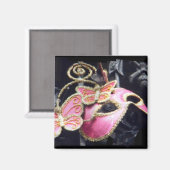 Masque de Mascarade Rose Magnet Carré (Recto/Verso)