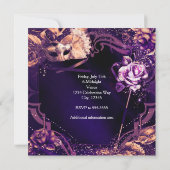 Masque de mascarade violet et invitations élégante (Dos)