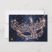 Masque de masquerade élégant rose or glitter RSVP (Dos)