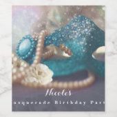 Masque de masquerade et perles Étiquettes de vin p (Étiquettes simples)