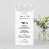 Masque de menu mariage damassé gris argent3 (Debout devant)