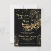 Masque de paillettes pour invitation de quinceañer (Devant)