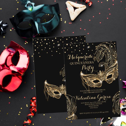 Masque de paillettes pour invitation de quinceañer