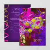 Masque de réponse RSVP Champagne Jaune (Devant / Derrière)