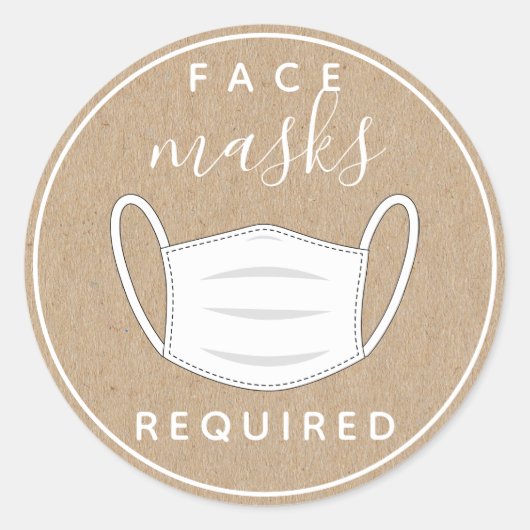 Masque de visage papier Kraft requis étiquette (Devant)