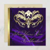 Masque d'or Purple Invitation de Nouvel An (Devant / Derrière)