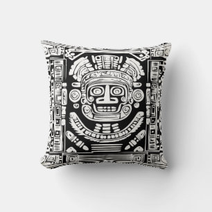Masque du dieu solaire maya ancien Coussin décorat
