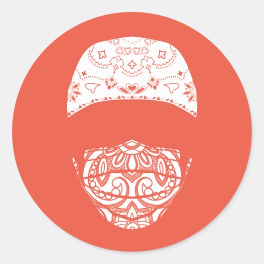 masqué en cachemire classique rond autocollant (Devant)