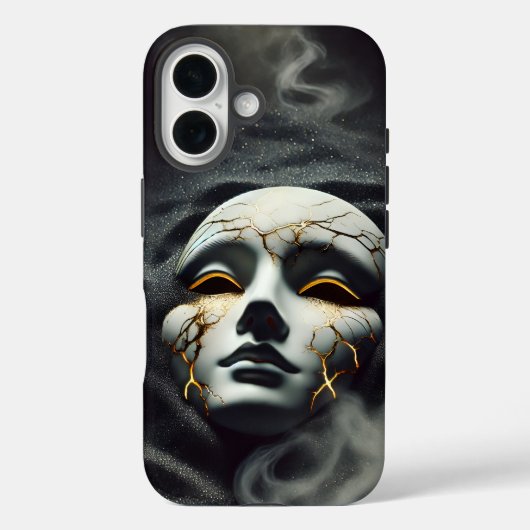 Masque en Porcelaine Fêlée Foncé Coque Rigide pour (Verso)