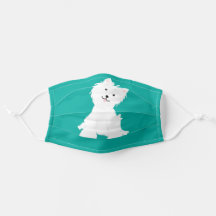 Arrière - plan turquoise avec chien blanc