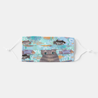 Masque En Tissu Chat dans un aquarium