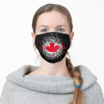 Masque En Tissu Drapeau canadien Abstrait Motif de point sur noir