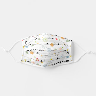 Masque En Tissu Fleurs mignonnes et oiseaux sur le fil