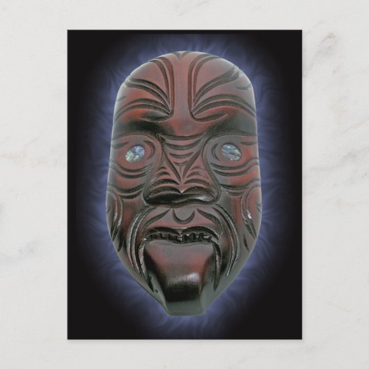 Masque Maori sculpté - Carte postale (Devant)