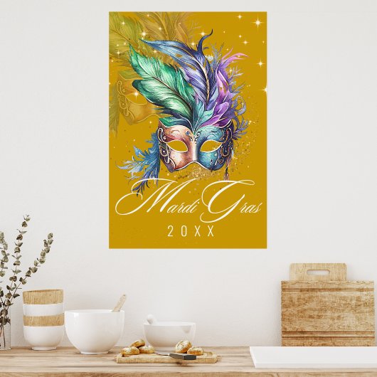 Masque Mardi Gras | Poster Or (Cuisine)