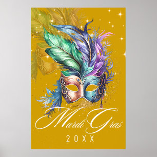 Masque Mardi Gras   Poster Or
