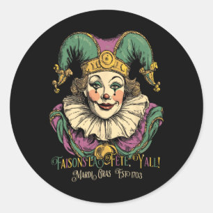 Masque Mardi Kleding Kostuums  Mardi Gras C Ronde Sticker