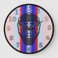 Masque rouge et bleu de gardien de but Horloge mur