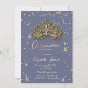 Masque Stars Pastel Lavendel Quinceanera Kaart