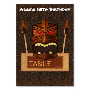 Masque Tiki en bois numéro de table rétro vintage