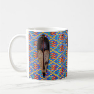 Masque Tribal Africain bleu Jaune Kente Café Mug