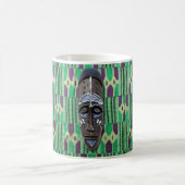 Masque Tribal Africain Vert Bleu Purple Café Mug (Centre)